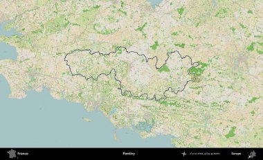 Pontivy. OpenStreetMap Fransız stili haritasında Fransa 'nın idari bölgesinin ana hatları belirlendi