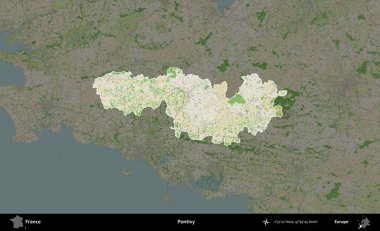 Pontivy. Fransa 'nın idari alanı koyu renk bir OpenStreetMap tarzı Fransız haritasına vurgulandı ve özetlendi
