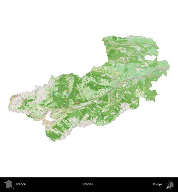 Övgü. Fransa 'nın idari bölgesi bir OpenStreetMap Fransız tarzı haritada beyazda izole edildi