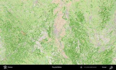 Puy-de-Dome. OpenStreetMap Fransız stili haritasında Fransa 'nın idari alanı