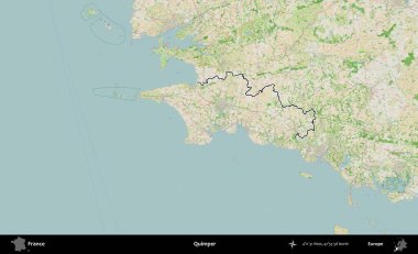Quimper. OpenStreetMap Fransız stili haritasında Fransa 'nın idari bölgesinin ana hatları belirlendi