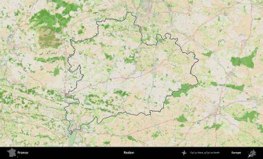 Redon. OpenStreetMap Fransız stili haritasında Fransa 'nın idari bölgesinin ana hatları belirlendi