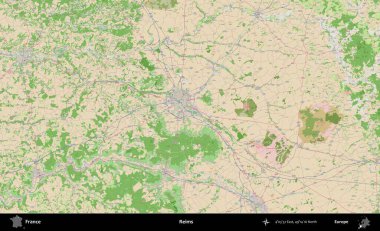 Reims. OpenStreetMap Fransız stili haritasında Fransa 'nın idari alanı