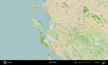 Rochefort. OpenStreetMap Fransız stili haritasında Fransa 'nın idari alanı