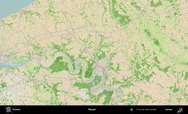 Rouen. OpenStreetMap Fransız stili haritasında Fransa 'nın idari alanı