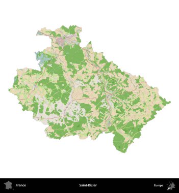 Aziz Dizier. Fransa 'nın idari bölgesi bir OpenStreetMap Fransız tarzı haritada beyazda izole edildi