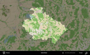 Aziz Dizier. Fransa 'nın idari alanı koyu renk bir OpenStreetMap tarzı Fransız haritasına vurgulandı ve özetlendi