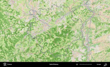 Aziz Etienne. OpenStreetMap Fransız stili haritasında Fransa 'nın idari bölgesinin ana hatları belirlendi