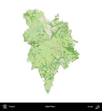 Aziz Un. Fransa 'nın idari bölgesi bir OpenStreetMap Fransız tarzı haritada beyazda izole edildi