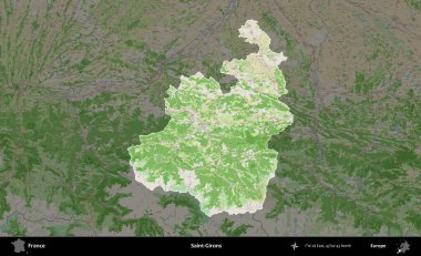 Saint-Gironlar. Fransa 'nın idari alanı koyu renk bir OpenStreetMap tarzı Fransız haritasına vurgulandı ve özetlendi