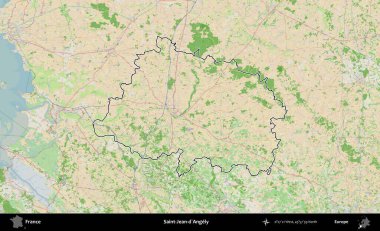 Saint-Jean-d'Angely. OpenStreetMap Fransız stili haritasında Fransa 'nın idari bölgesinin ana hatları belirlendi