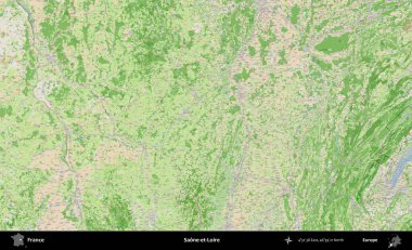 Saone-et-Loire. OpenStreetMap Fransız stili haritasında Fransa 'nın idari alanı