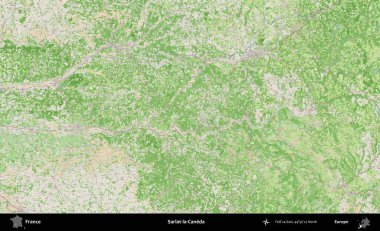 Sarlat-la-Caneda. OpenStreetMap Fransız stili haritasında Fransa 'nın idari alanı