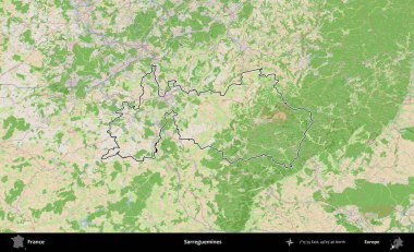 Sarregülinler. OpenStreetMap Fransız stili haritasında Fransa 'nın idari bölgesinin ana hatları belirlendi