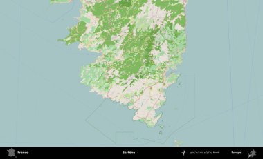 Sartene. OpenStreetMap Fransız stili haritasında Fransa 'nın idari alanı