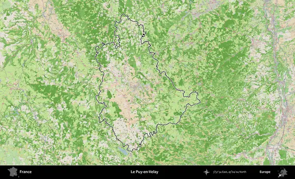 Le Puy-en-Velay. OpenStreetMap Fransız stili haritasında Fransa 'nın idari bölgesinin ana hatları belirlendi