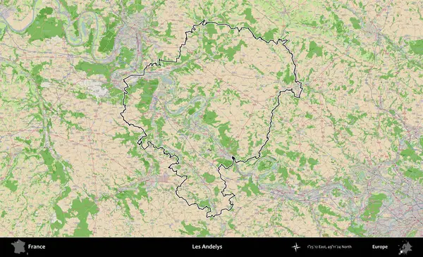 Les Andelys. OpenStreetMap Fransız stili haritasında Fransa 'nın idari bölgesinin ana hatları belirlendi