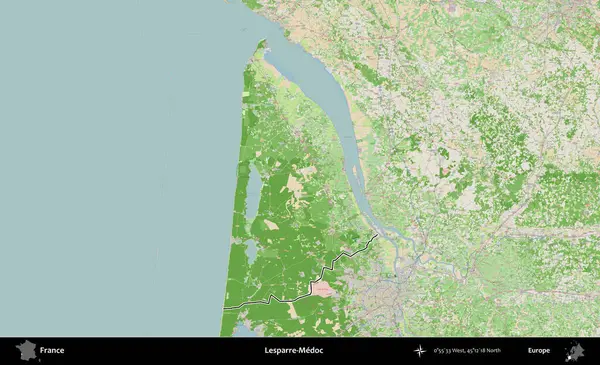 Lesparre-Medoc. OpenStreetMap Fransız stili haritasında Fransa 'nın idari bölgesinin ana hatları belirlendi