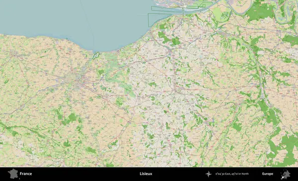 Lisieux. OpenStreetMap Fransız stili haritasında Fransa 'nın idari alanı