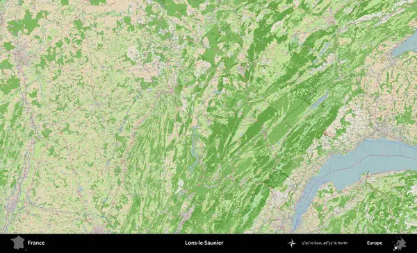 Lons-le-Saunier. OpenStreetMap Fransız stili haritasında Fransa 'nın idari alanı