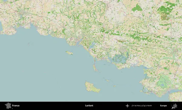 Lorient. OpenStreetMap Fransız stili haritasında Fransa 'nın idari alanı