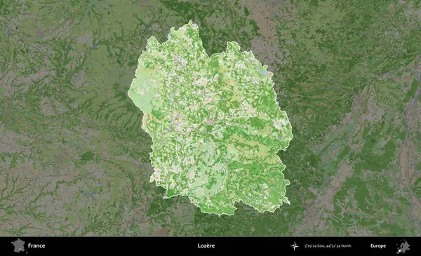 Lozere. Fransa 'nın idari alanı koyu renk bir OpenStreetMap tarzı Fransız haritasına vurgulandı ve özetlendi