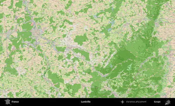 Luneville. OpenStreetMap Fransız stili haritasında Fransa 'nın idari alanı
