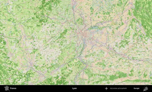 Lyon. OpenStreetMap Fransız stili haritasında Fransa 'nın idari alanı