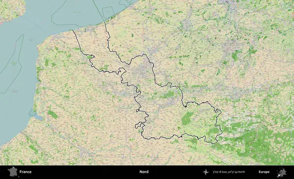 Nord. OpenStreetMap Fransız stili haritasında Fransa 'nın idari bölgesinin ana hatları belirlendi