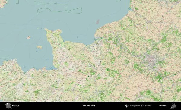 Normandie. OpenStreetMap Fransız stili haritasında Fransa 'nın idari alanı