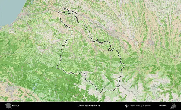 Oloron-Sainte-Marie. OpenStreetMap Fransız stili haritasında Fransa 'nın idari bölgesinin ana hatları belirlendi
