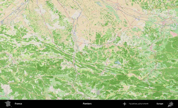 Pamiers. OpenStreetMap Fransız stili haritasında Fransa 'nın idari alanı