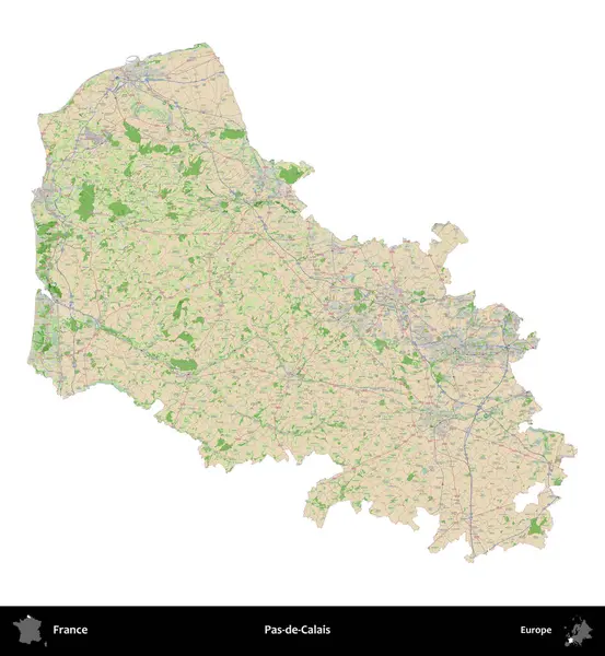 Pas-de-Calais. Fransa 'nın idari bölgesi bir OpenStreetMap Fransız tarzı haritada beyazda izole edildi