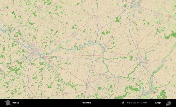 Peronne. OpenStreetMap Fransız stili haritasında Fransa 'nın idari alanı