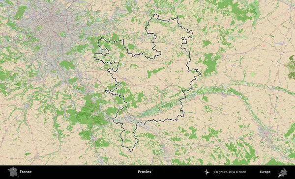 Provins. OpenStreetMap Fransız stili haritasında Fransa 'nın idari bölgesinin ana hatları belirlendi