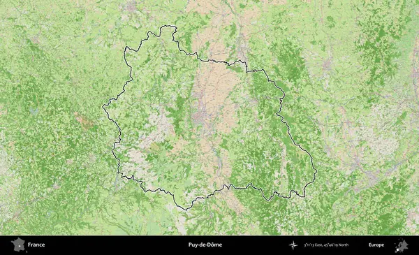 Puy-de-Dome. OpenStreetMap Fransız stili haritasında Fransa 'nın idari bölgesinin ana hatları belirlendi