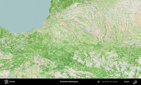 Pireneler-Atlantikler. OpenStreetMap Fransız stili haritasında Fransa 'nın idari alanı