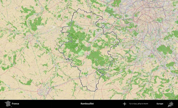 Rambouillet. OpenStreetMap Fransız stili haritasında Fransa 'nın idari bölgesinin ana hatları belirlendi