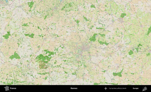Rennes. OpenStreetMap Fransız stili haritasında Fransa 'nın idari alanı