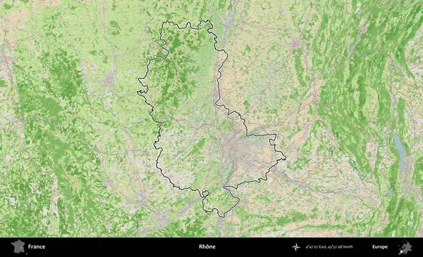 Rhone. OpenStreetMap Fransız stili haritasında Fransa 'nın idari bölgesinin ana hatları belirlendi