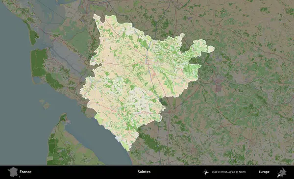 Azizler. Fransa 'nın idari alanı koyu renk bir OpenStreetMap tarzı Fransız haritasına vurgulandı ve özetlendi