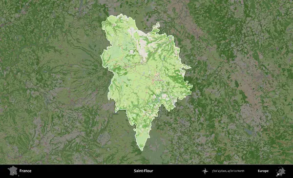 Aziz Un. Fransa 'nın idari alanı koyu renk bir OpenStreetMap tarzı Fransız haritasına vurgulandı ve özetlendi