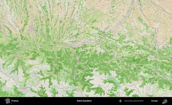 Saint-Gauden 'lar. OpenStreetMap Fransız stili haritasında Fransa 'nın idari alanı
