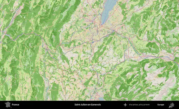 Saint-Julien-en-Genevois. OpenStreetMap Fransız stili haritasında Fransa 'nın idari alanı