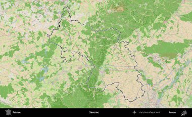 Saverne. OpenStreetMap Fransız stili haritasında Fransa 'nın idari bölgesinin ana hatları belirlendi