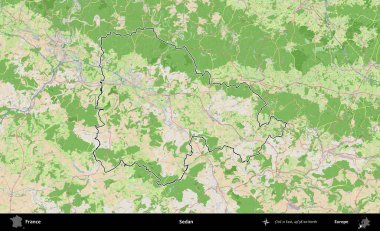 Sedan. OpenStreetMap Fransız stili haritasında Fransa 'nın idari bölgesinin ana hatları belirlendi