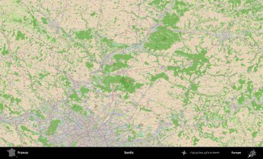 Senlis. OpenStreetMap Fransız stili haritasında Fransa 'nın idari alanı