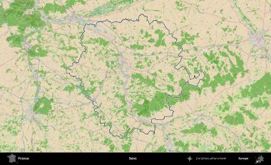 Duyular. OpenStreetMap Fransız stili haritasında Fransa 'nın idari bölgesinin ana hatları belirlendi