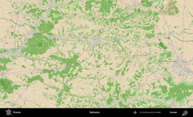 Soissonlar. OpenStreetMap Fransız stili haritasında Fransa 'nın idari alanı