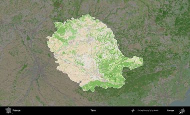 Tarn. Fransa 'nın idari alanı koyu renk bir OpenStreetMap tarzı Fransız haritasına vurgulandı ve özetlendi